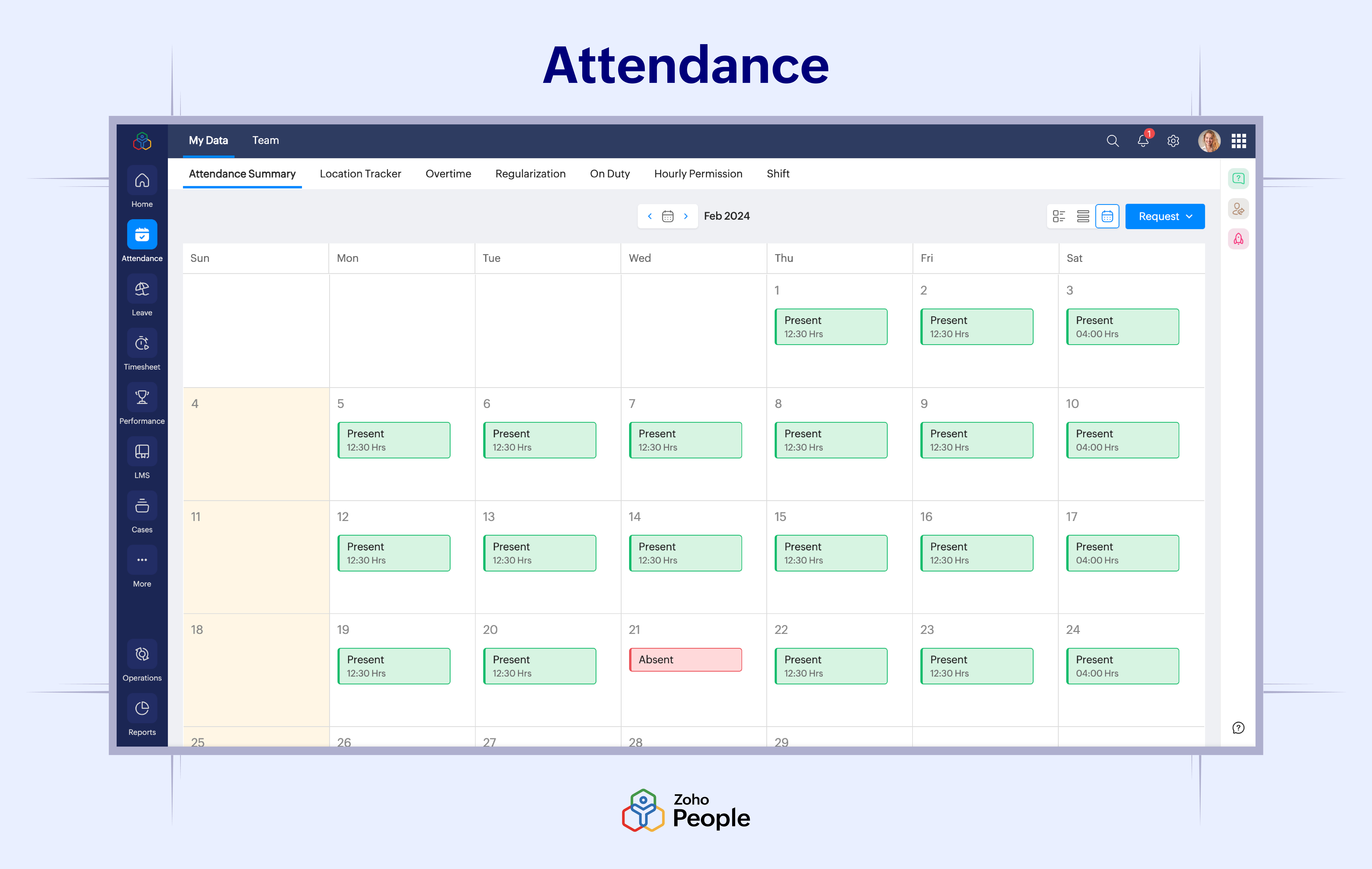 screenshot of Zoho People